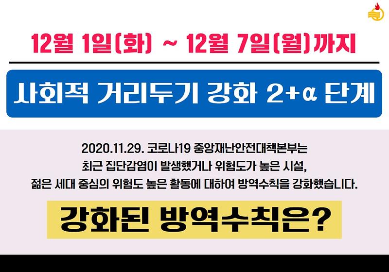 사회적 거리두기 강화 2+α 단계 사진